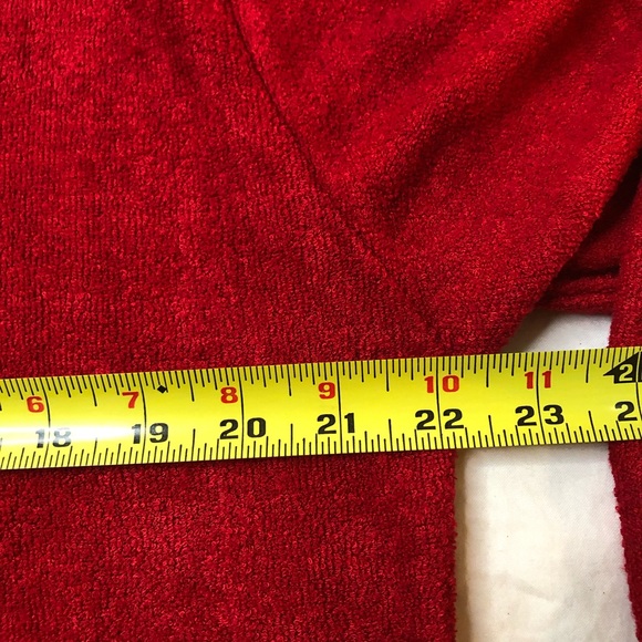 Women’s Oversized Merry Christmas Comfy Cozy Top, Soft Terry Cloth, Red Unisex L - Picture 4 of 7